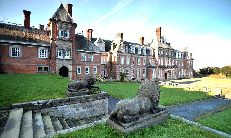 View from the statues based outside the left side stables attached to the Kinmel Hall.