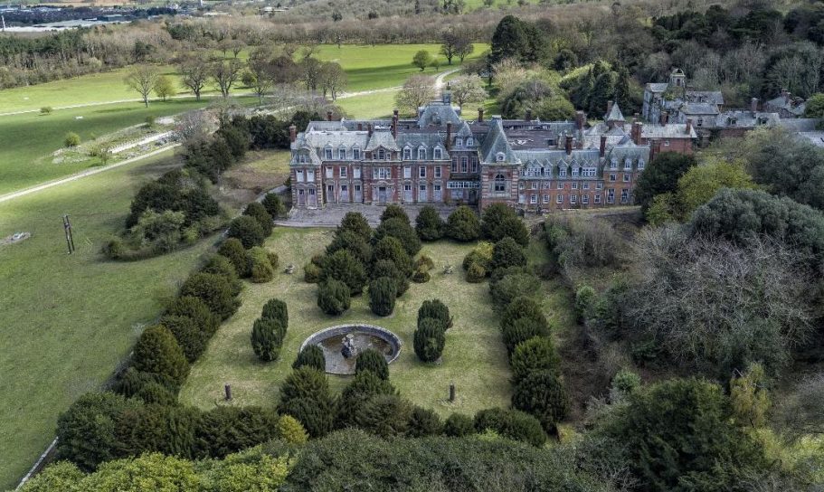 Aerial view of the Kimnel Hall gardens.